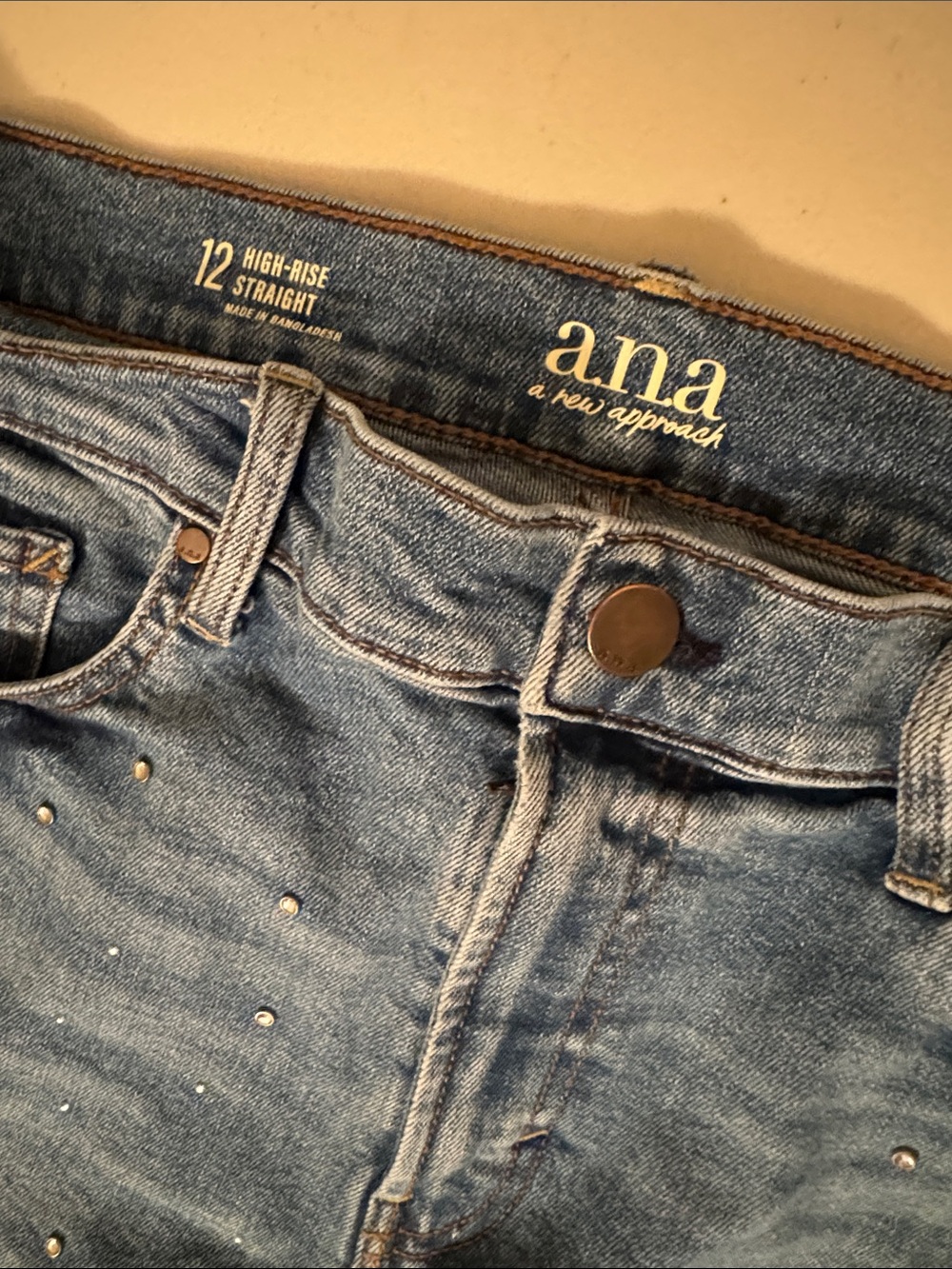 a.n.a Blue Skinny Jeans with Stud Accents - Picture 2 of 5